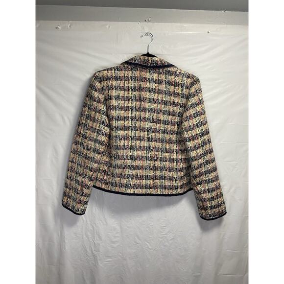 Talbots Colorful Tweed Preppy Cute Work Blazer Size 8 Pockets Lined Dbl Breasted - Picture 2 of 4
